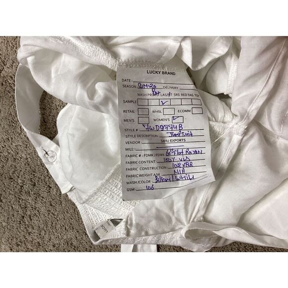 New. Lucky Brand sheer white romper/coverup. Normally $79 - Picture 8 of 9